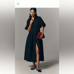 Anthropologie Tobie Black Button-Down Dress